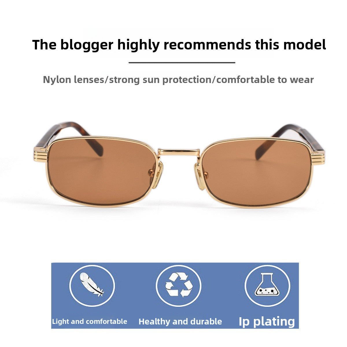 Rectangular Metal Frame Sunglasses