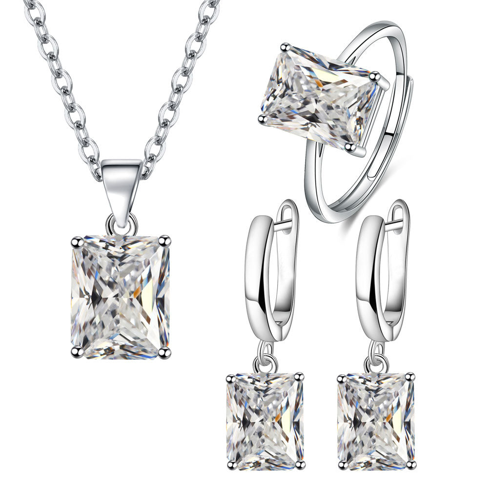 Rectangular Ring Necklace Earrings