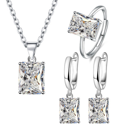 Rectangular Ring Necklace Earrings