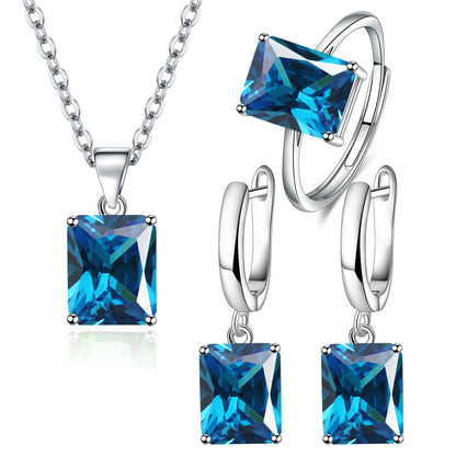 Rectangular Ring Necklace Earrings