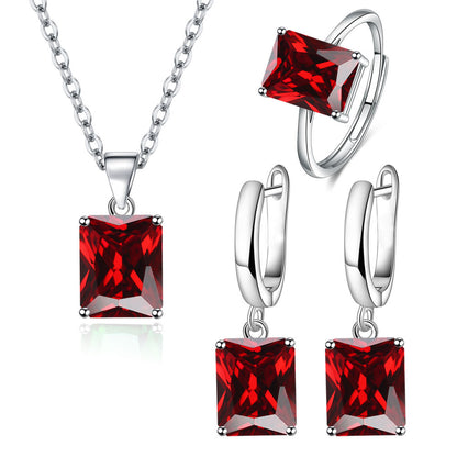 Rectangular Ring Necklace Earrings