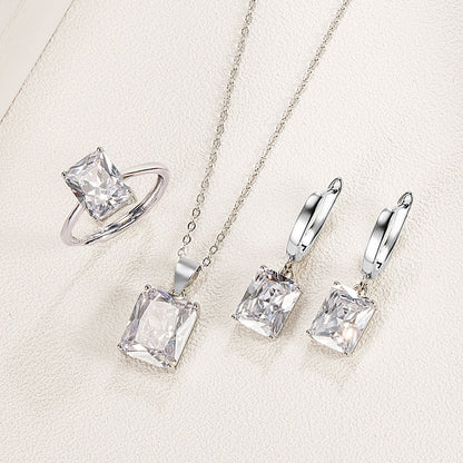 Rectangular Ring Necklace Earrings