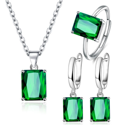 Rectangular Ring Necklace Earrings