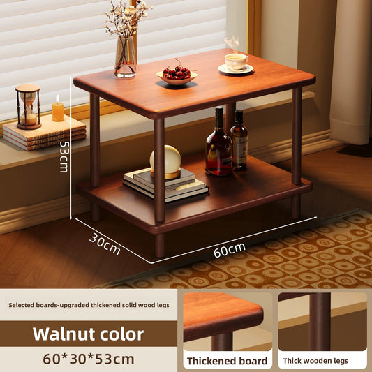 Rectangular Solid Wood Side Table with Storage