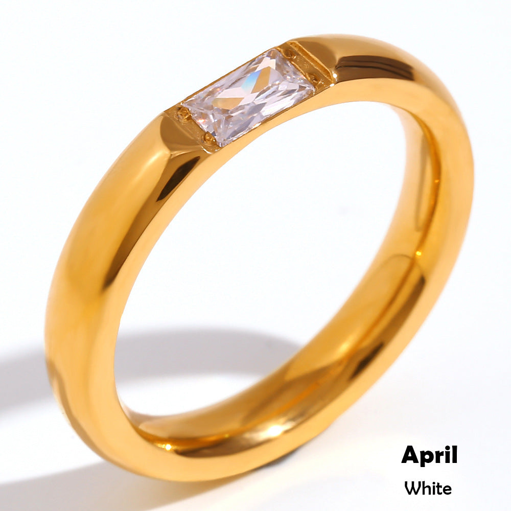 Rectangular Zircon Gold Plated Ring