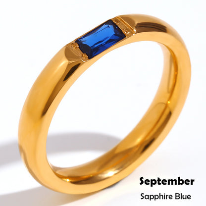 Rectangular Zircon Gold Plated Ring