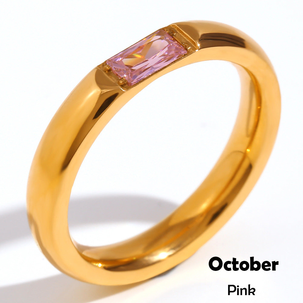 Rectangular Zircon Gold Plated Ring