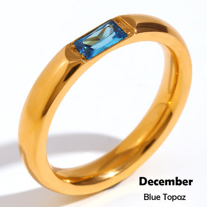 Rectangular Zircon Gold Plated Ring