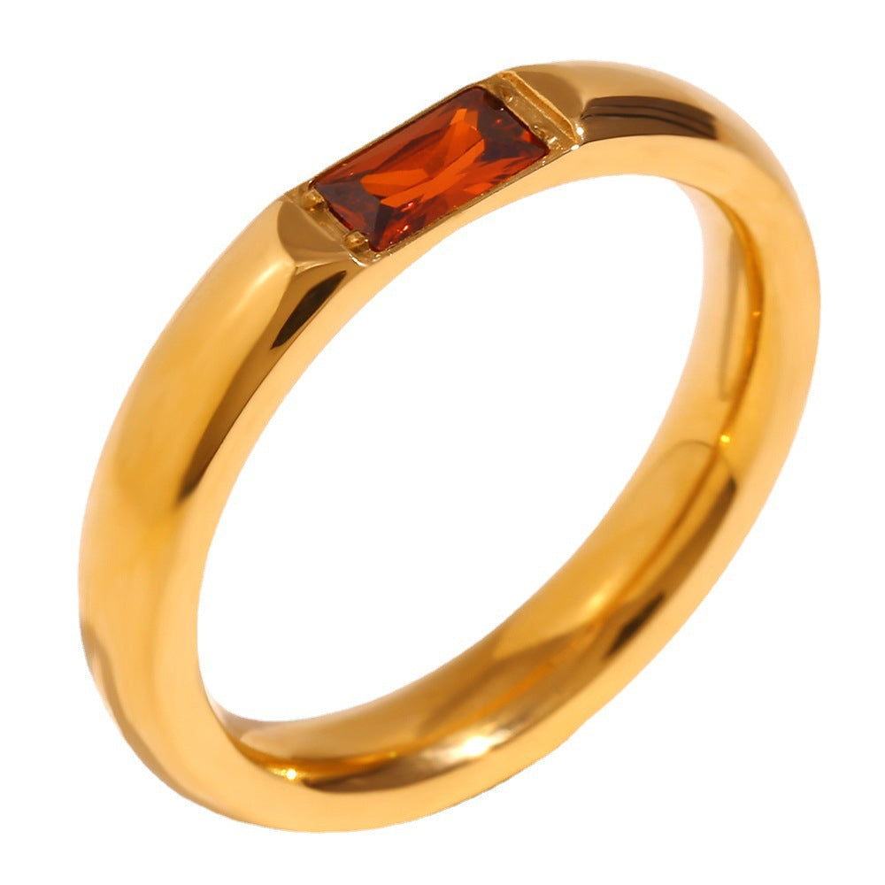 Rectangular Zircon Gold Plated Ring