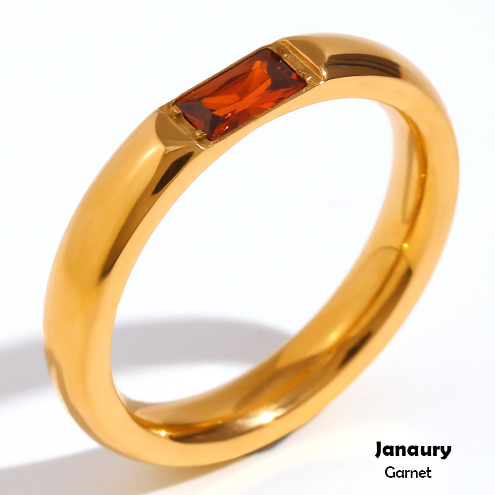 Rectangular Zircon Gold Plated Ring