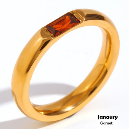 Rectangular Zircon Gold Plated Ring
