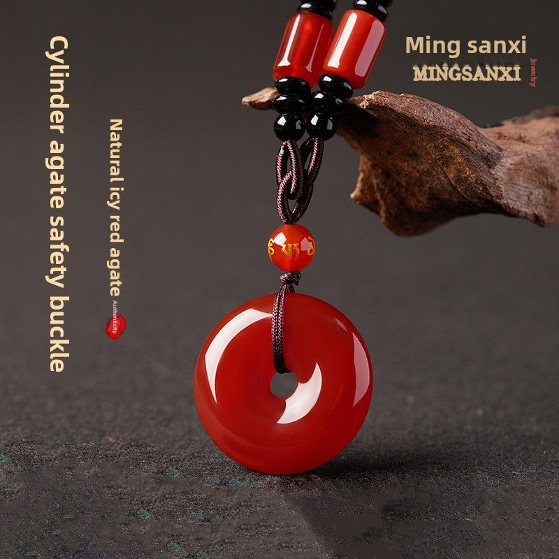 Red Agate Geometric Pendant