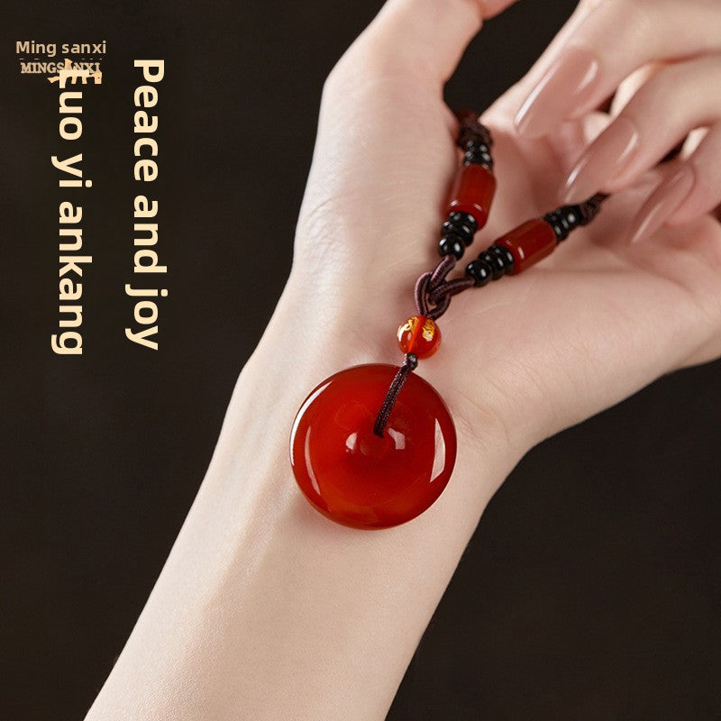 Red Agate Geometric Pendant