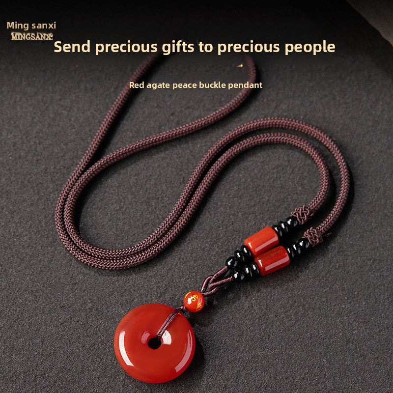 Red Agate Geometric Pendant