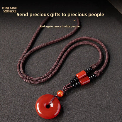 Red Agate Geometric Pendant