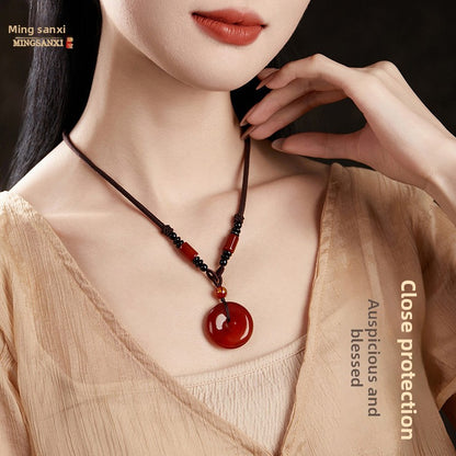 Red Agate Geometric Pendant