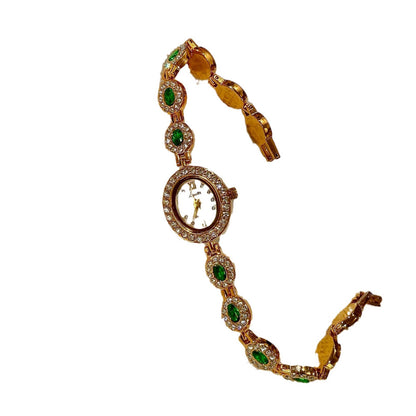 Red and Green Gemstone Watch