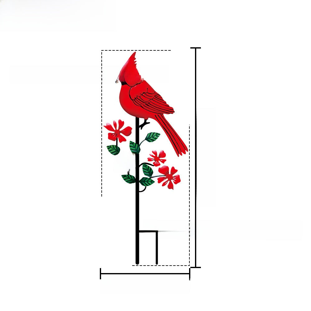 Red Bird Metal Garden Ground Ornament