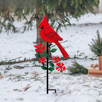 Red Bird Metal Garden Ground Ornament