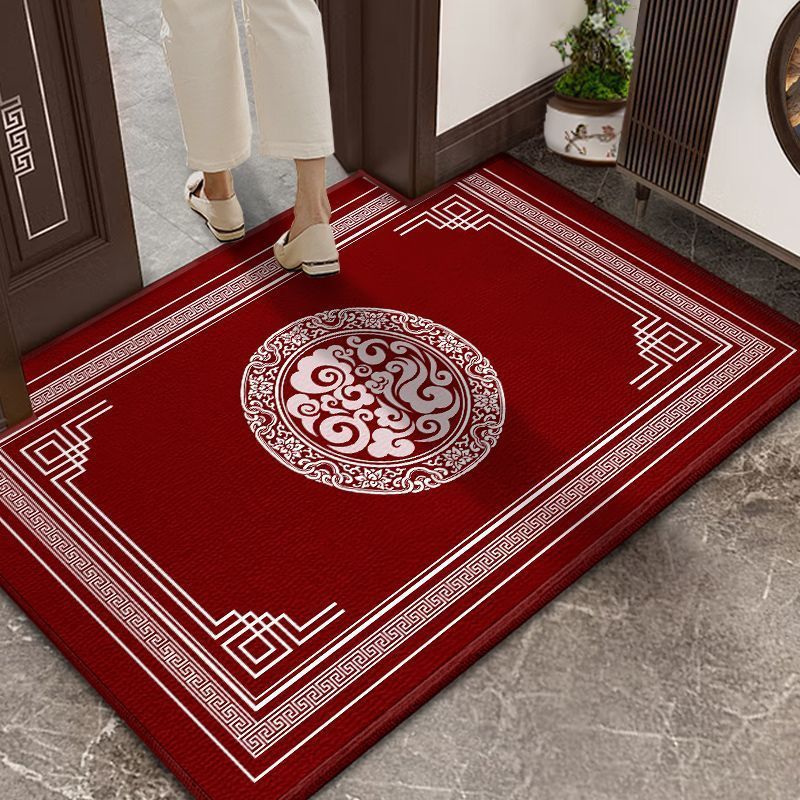 Red Chinese-style entrance door mat