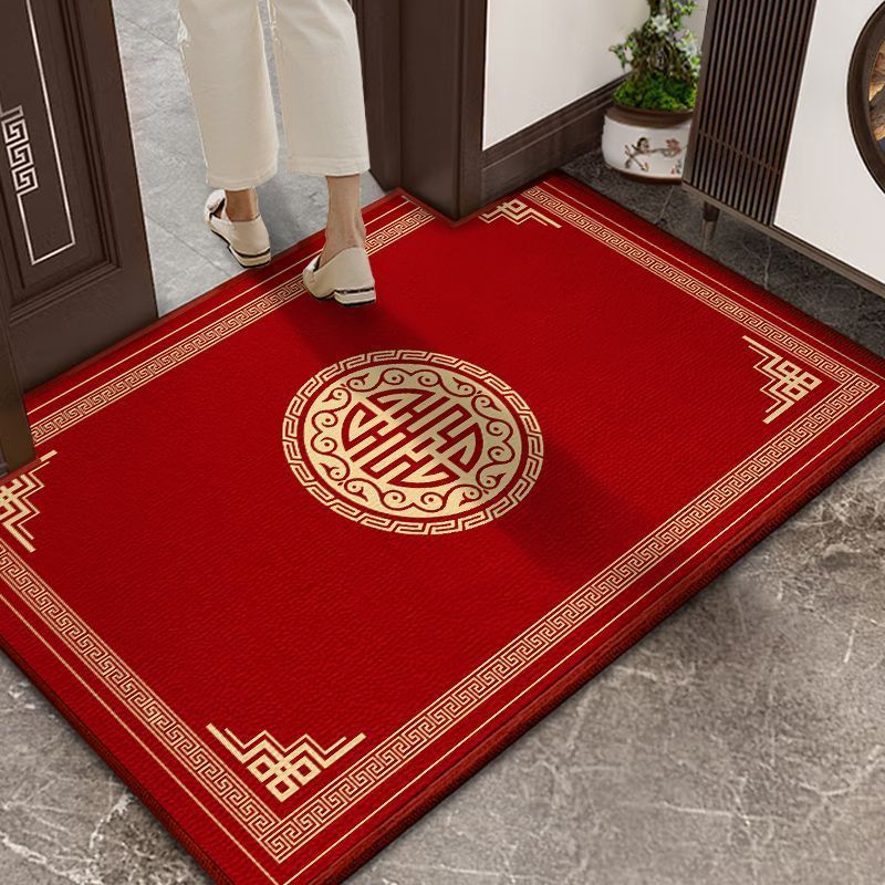 Red Chinese-style entrance door mat