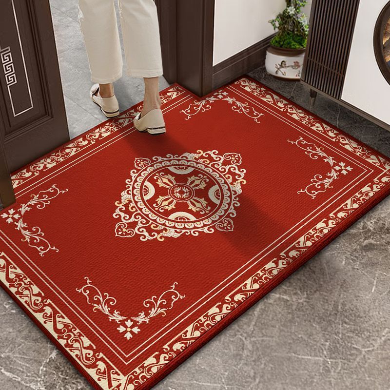 Red Chinese-style entrance door mat
