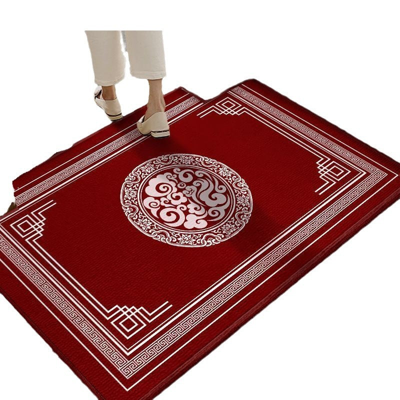 Red Chinese-style entrance door mat