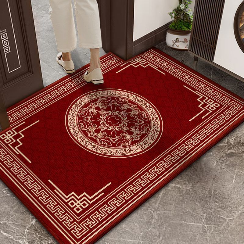 Red Chinese-style entrance door mat
