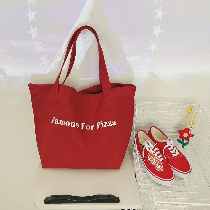 Red large-capacity canvas bag