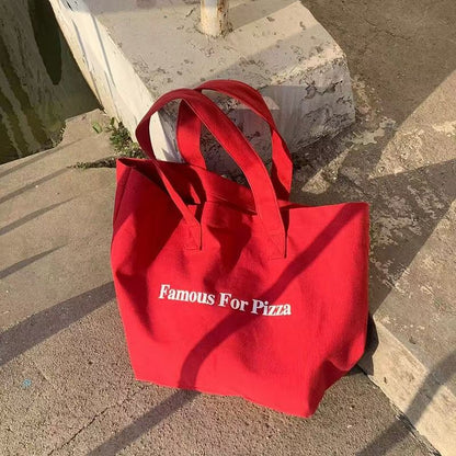 Red large-capacity canvas bag