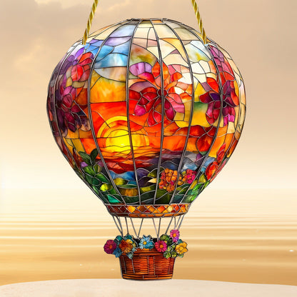 Red Light Solar Hot Air Balloon Wall Decoration