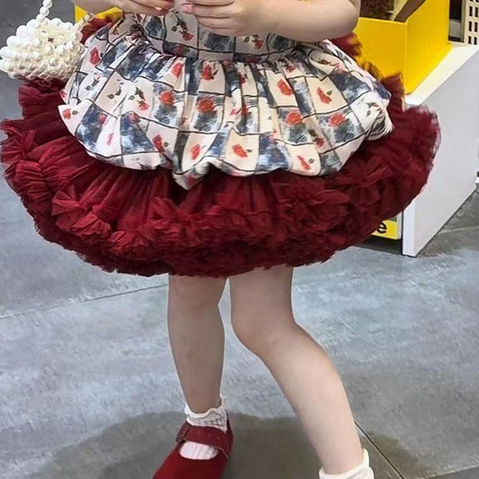 Red midi skirt for baby girls