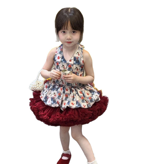 Red midi skirt for baby girls