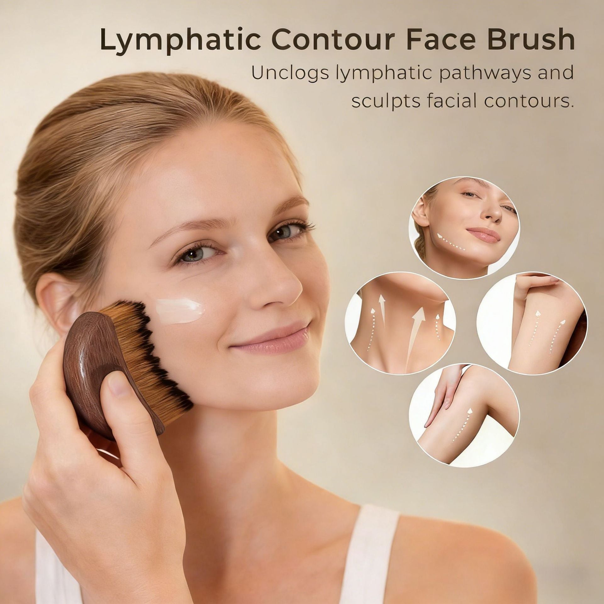 Red Peach Wood Facial Lymphatic Massage Brush