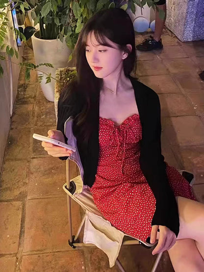 Red Polka Dot Spaghetti Strap Dress