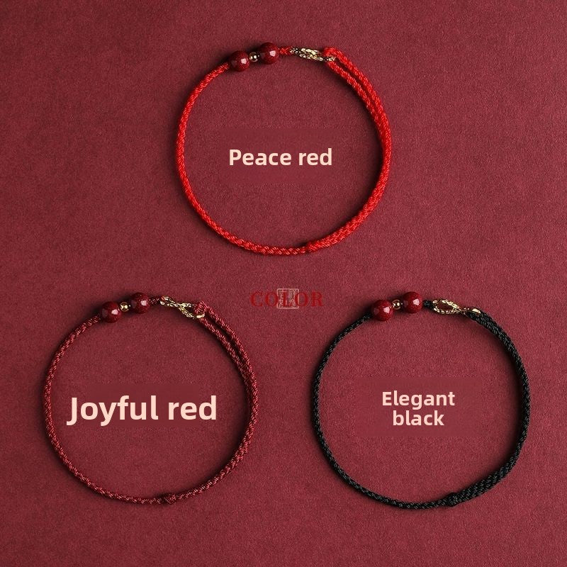 Red Rope Cinnabar Bead Bracelet