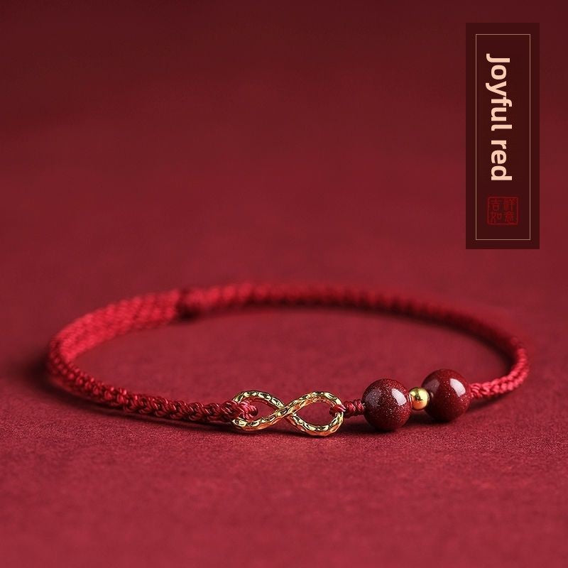 Red Rope Cinnabar Bead Bracelet