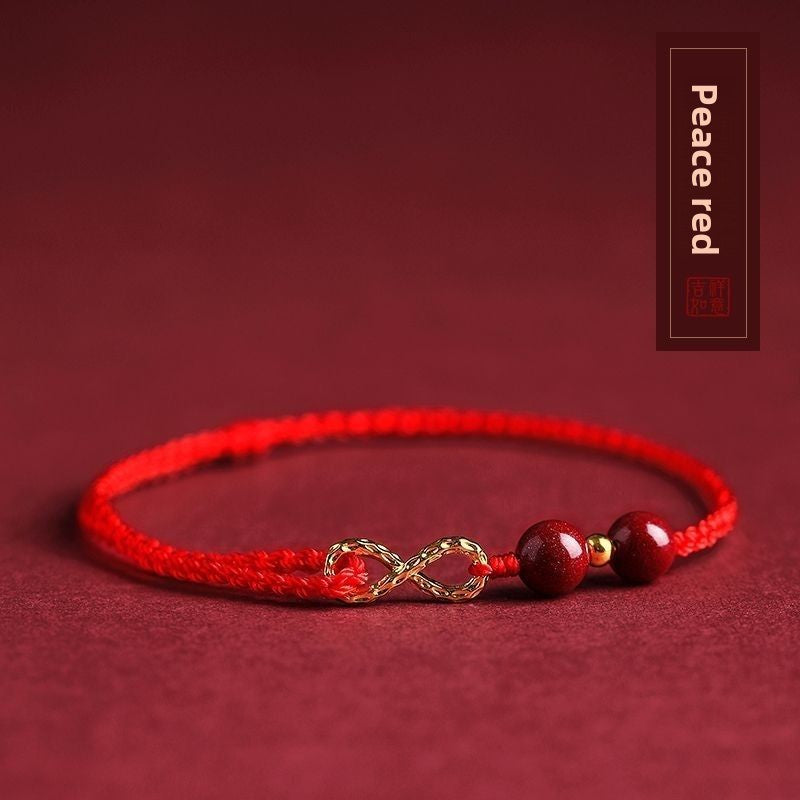 Red Rope Cinnabar Bead Bracelet