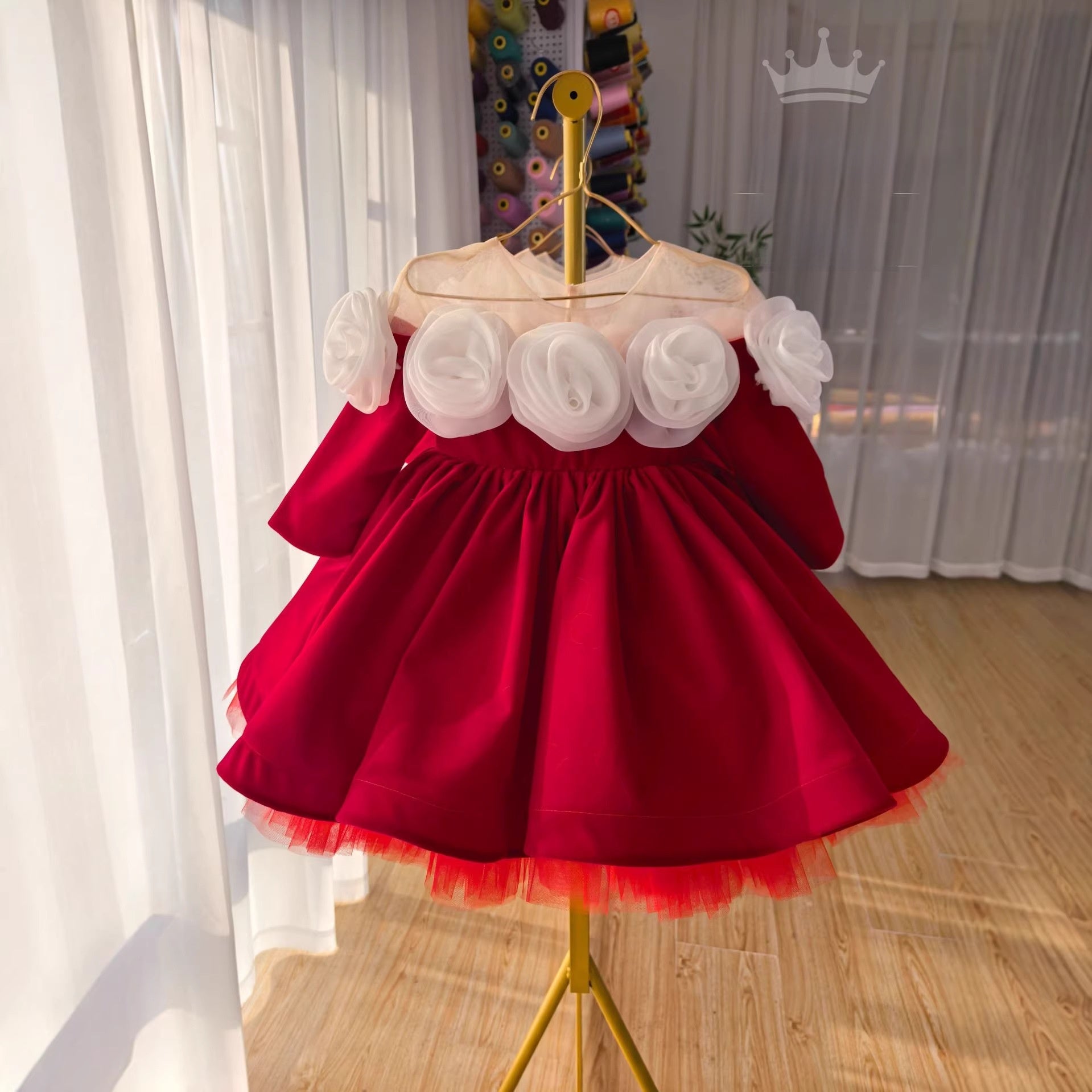 Red Vintage Princess Dress for Girls