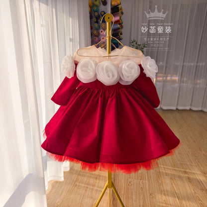 Red Vintage Princess Dress for Girls