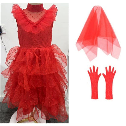Red wedding dress performance dress