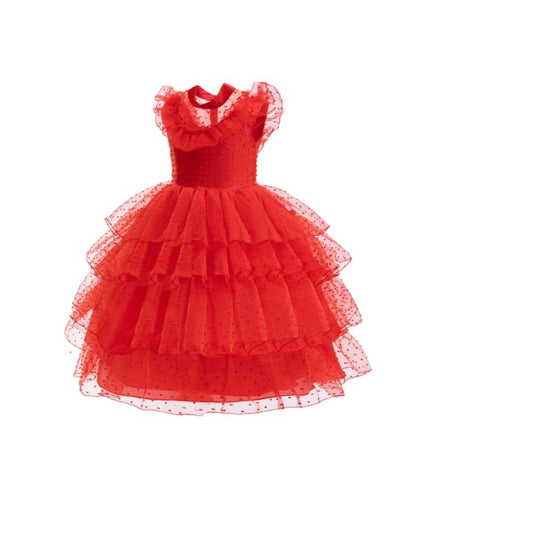 Red wedding dress performance dress