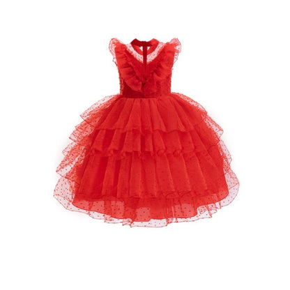 Red wedding dress performance dress