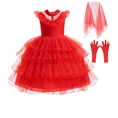 Red wedding dress performance dress