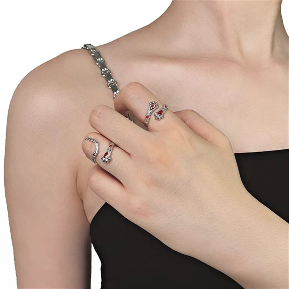 Red Zircon Ring Women's Gryffindor Lion Claw Sweet Cool Ins Fashionable Cat Claw Open Fashion Personalized Finger Ring