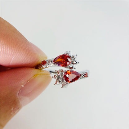 Red Zircon Ring Women's Gryffindor Lion Claw Sweet Cool Ins Fashionable Cat Claw Open Fashion Personalized Finger Ring
