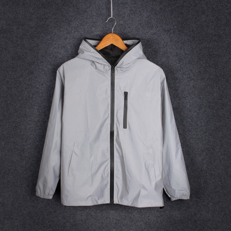Reflective Hooded Windbreaker Jacket for Men and Women