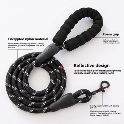 Reflective Nylon Dog Leash with Anti-Pull Design