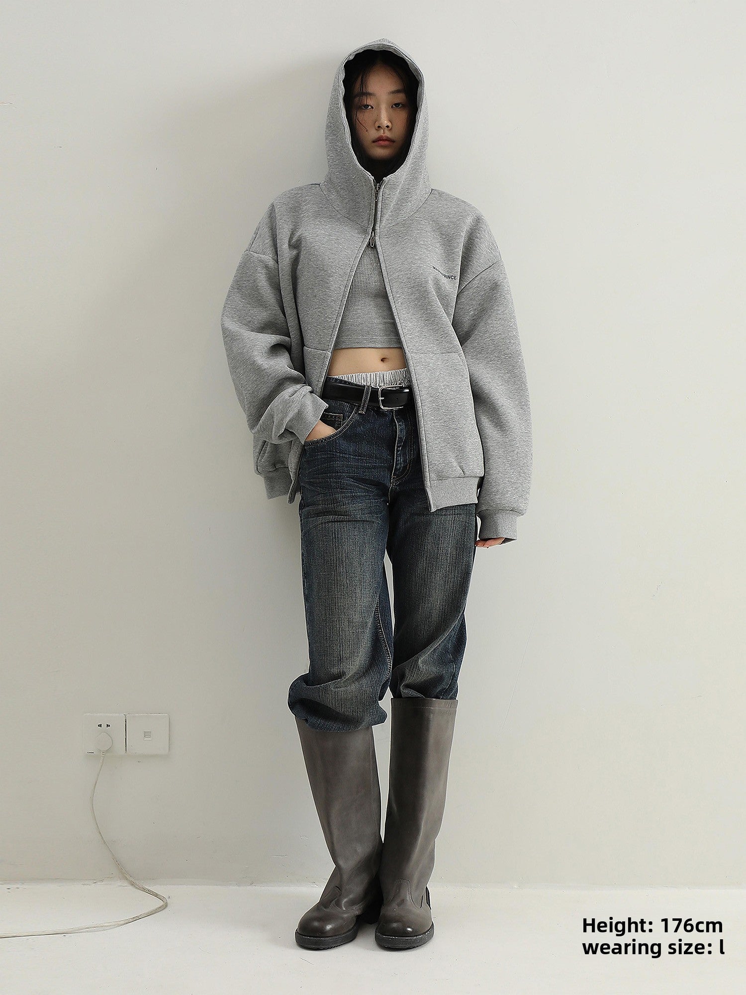 Reflective Print Hooded Sweatshirt