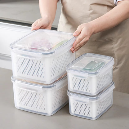 Refrigerator Food Preservation Container with Drain Basket